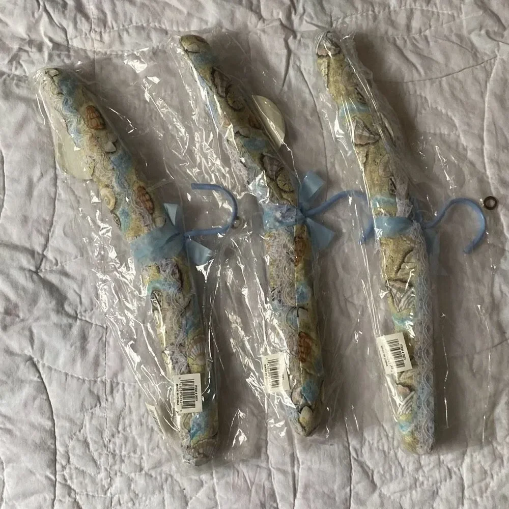 Set of Vintage Padded Lingerie Sweater Hangers seashells lace Cottagecore granny
